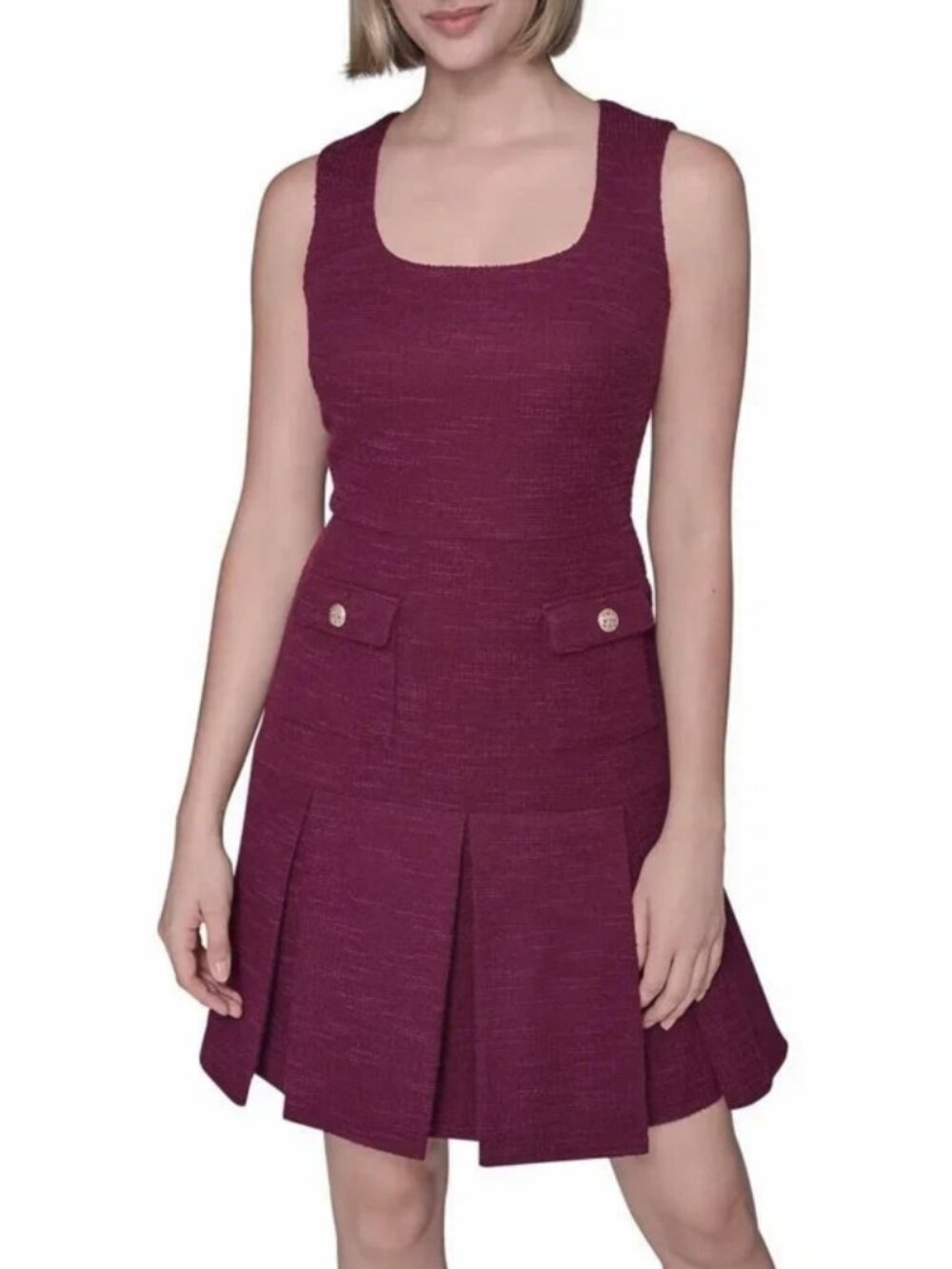 Karl Lagerfeld Tweed Square Neck Mini Dress Size 8-MSRP $148